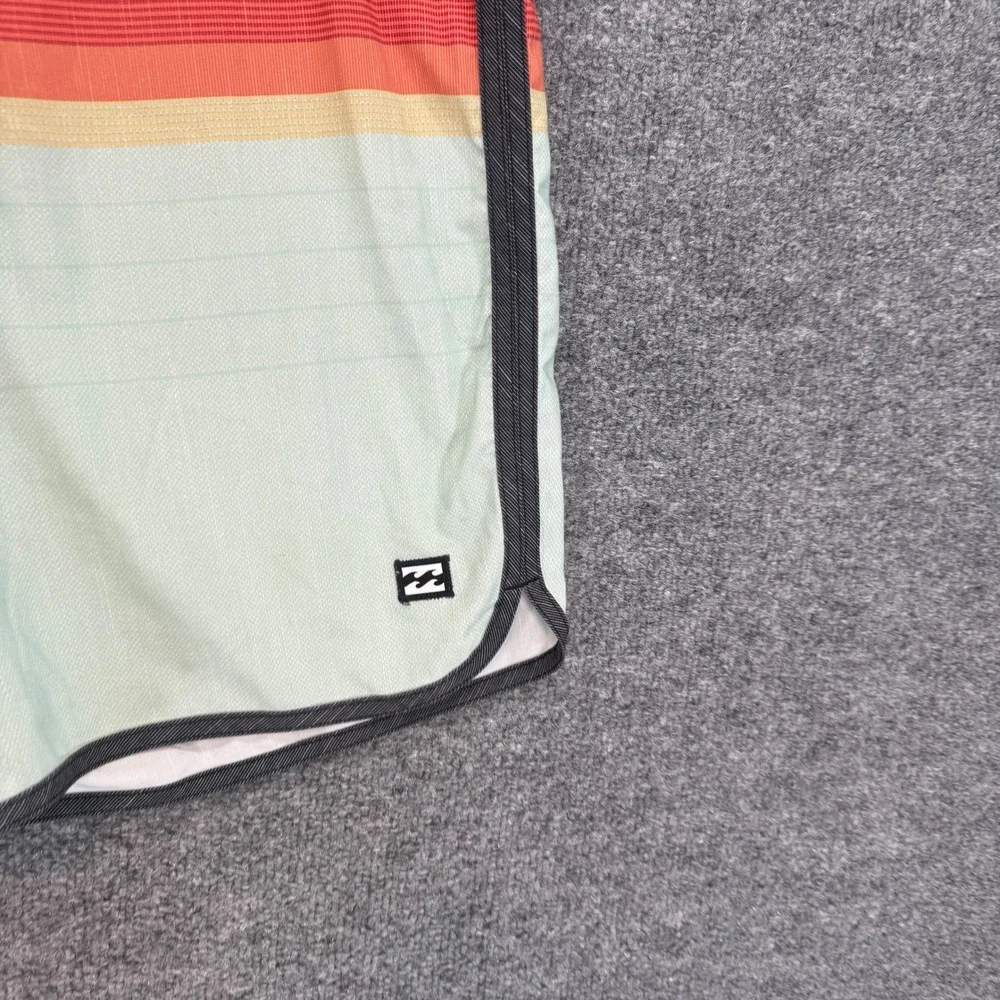 Billabong Board Shorts Mens 38 Mint Green‎ Striped 73 Pro Recycler Swim Trunks